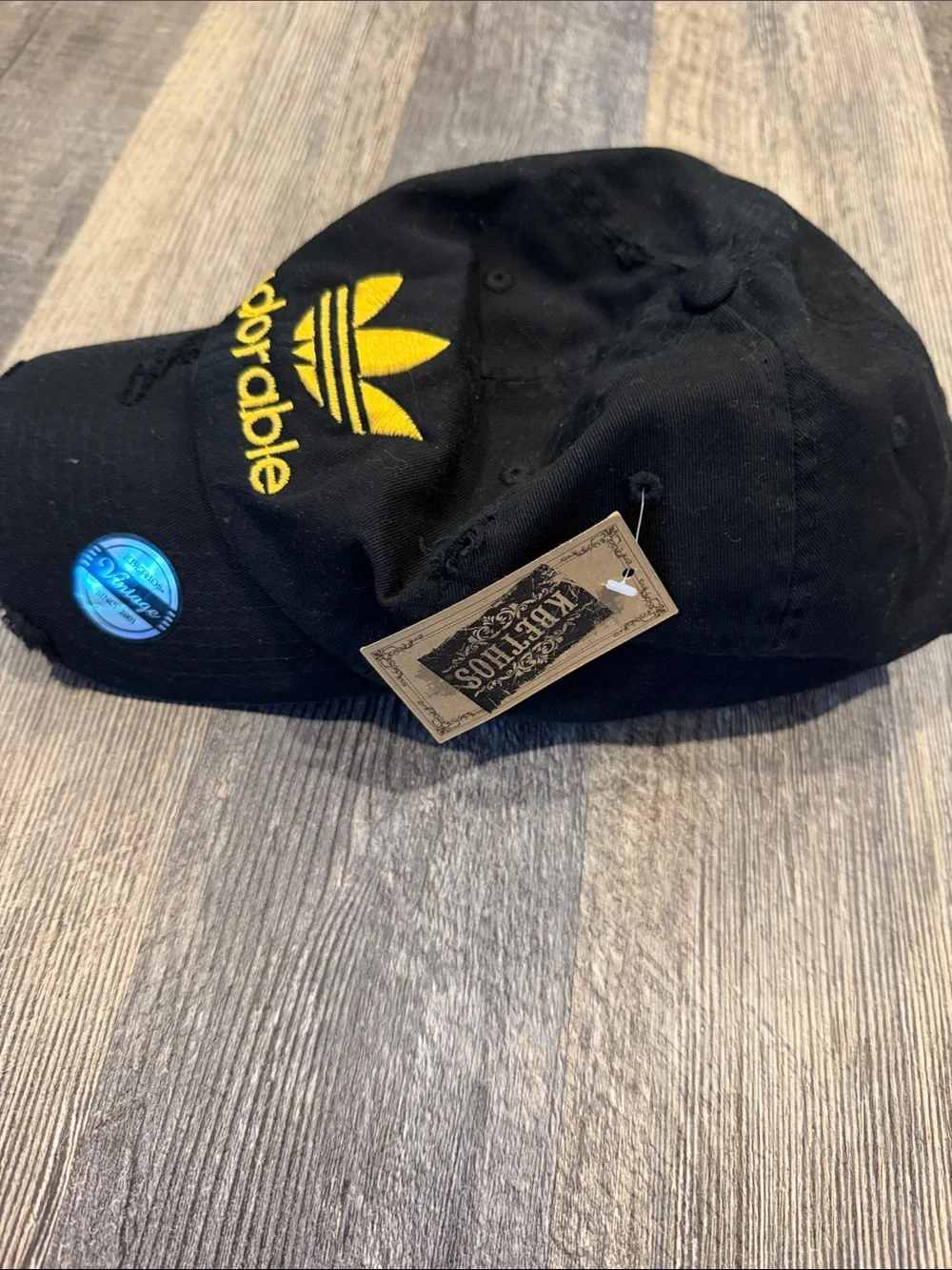 Adidas’ style Black 'adorable' Embroidered Cap with Yellow Logo